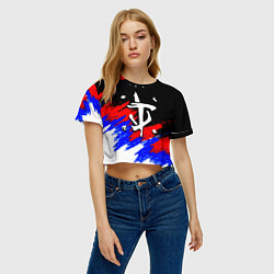Футболка 3D укороченная женская Doom триколор краски, цвет: 3D-принт — фото 2