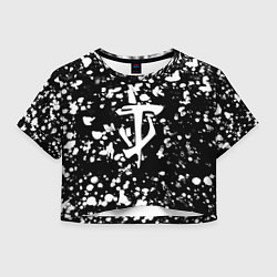 Футболка 3D укороченная женская Дум белые брызги красок, цвет: 3D-принт