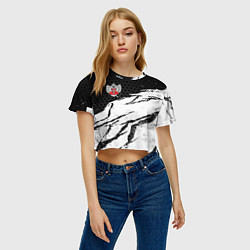 Футболка 3D укороченная женская Федерация бокса России - белый затертый, цвет: 3D-принт — фото 2