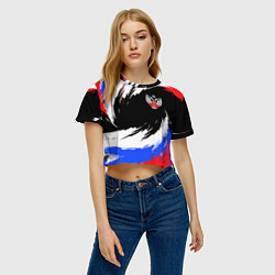 Футболка 3D укороченная женская Федерация бокса РФ - краска, цвет: 3D-принт — фото 2