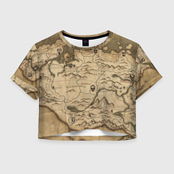 Футболка 3D укороченная женская Карта Скайрима, цвет: 3D-принт
