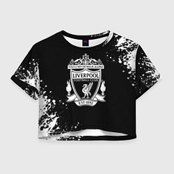 Футболка 3D укороченная женская Liverpool белые краски текстура, цвет: 3D-принт