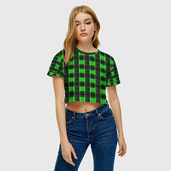 Футболка 3D укороченная женская Color green and black, цвет: 3D-принт — фото 2