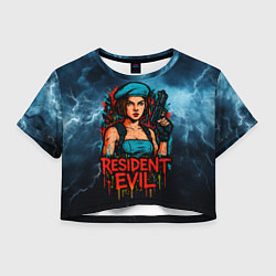 Футболка 3D укороченная женская Resident Evil Джилл Валентайн граффитти, цвет: 3D-принт