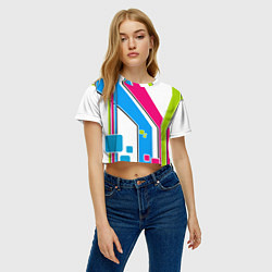 Футболка 3D укороченная женская Цветное абстрактное искусство, цвет: 3D-принт — фото 2