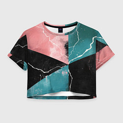 Футболка 3D укороченная женская Абстракция звёдного неба и молнии, цвет: 3D-принт