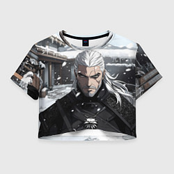 Футболка 3D укороченная женская Геральт аниме стиль, цвет: 3D-принт