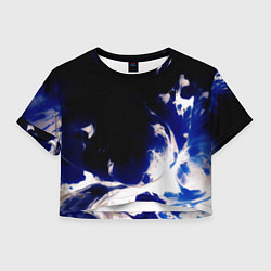 Футболка 3D укороченная женская Синее пламя, цвет: 3D-принт