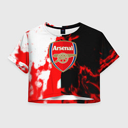 Футболка 3D укороченная женская Арсенал огонь, цвет: 3D-принт