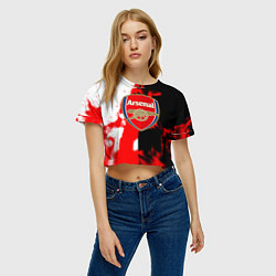 Футболка 3D укороченная женская Арсенал огонь, цвет: 3D-принт — фото 2