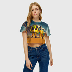 Футболка 3D укороченная женская Шрек и Данки пустились во все тяжкие, цвет: 3D-принт — фото 2
