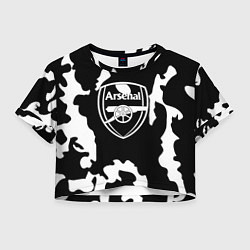 Футболка 3D укороченная женская Арсенал камуфляжные краски, цвет: 3D-принт