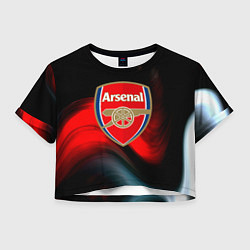 Футболка 3D укороченная женская Арсенал абстракция аолна, цвет: 3D-принт