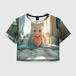 Женский топ Аниме девушка в кровати с сердцем