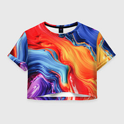 Женский топ Красно-синие масляные краски смешение абстракция