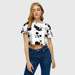 Футболка 3D укороченная женская Растительный паттерн и кляксы - Милан, цвет: 3D-принт — фото 2