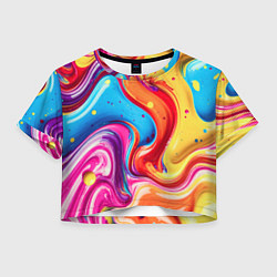 Женский топ Смесь красно-жёлто-голубых масляных красок абстрак