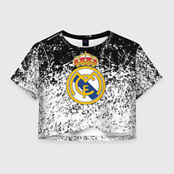 Футболка 3D укороченная женская Реал Мадрид краски, цвет: 3D-принт