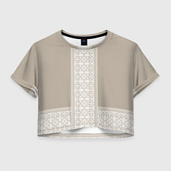 Футболка 3D укороченная женская Славянский орнамент-вышиванка рубаха, цвет: 3D-принт