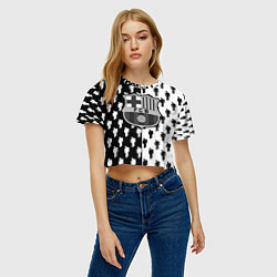 Футболка 3D укороченная женская Barcelona спортивный паттерн, цвет: 3D-принт — фото 2