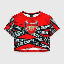 Футболка 3D укороченная женская Arsenal x counter strike game, цвет: 3D-принт