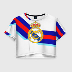 Футболка 3D укороченная женская Real Madrid текстура полосы, цвет: 3D-принт