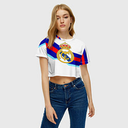 Футболка 3D укороченная женская Real Madrid текстура полосы, цвет: 3D-принт — фото 2