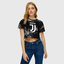 Футболка 3D укороченная женская Ювентус брызги красок, цвет: 3D-принт — фото 2