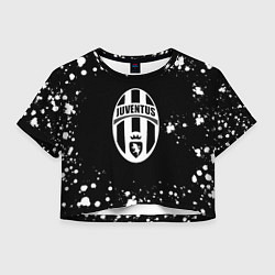 Футболка 3D укороченная женская Ювентус белые краски всплеск, цвет: 3D-принт