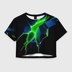 Футболка 3D укороченная женская Neon green glow, цвет: 3D-принт