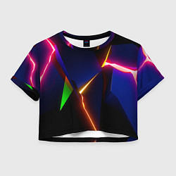 Футболка 3D укороченная женская Neon colored geometric, цвет: 3D-принт