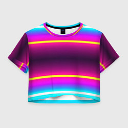 Футболка 3D укороченная женская Color neon, цвет: 3D-принт