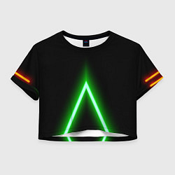 Футболка 3D укороченная женская Color neon green, цвет: 3D-принт