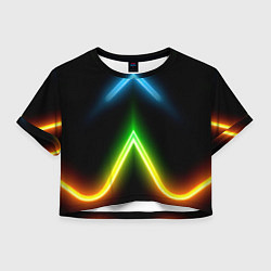 Футболка 3D укороченная женская Neon multicolored lines, цвет: 3D-принт