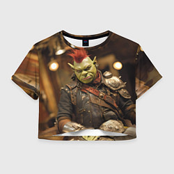 Футболка 3D укороченная женская Шрек панк в человеческом облике, цвет: 3D-принт