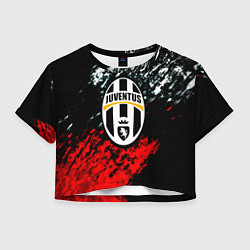 Футболка 3D укороченная женская Juventus краски штрихи текстура, цвет: 3D-принт