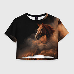 Футболка 3D укороченная женская Лошадь из землянной бури, цвет: 3D-принт