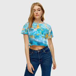 Футболка 3D укороченная женская Новогодние Московские домики, цвет: 3D-принт — фото 2