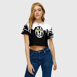 Футболка 3D укороченная женская Juventus капли красок, цвет: 3D-принт — фото 2