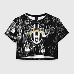 Футболка 3D укороченная женская Ювентус текстура руки краски, цвет: 3D-принт