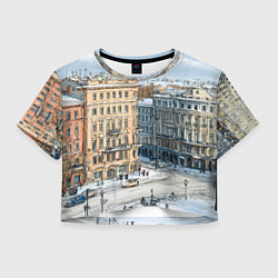 Футболка 3D укороченная женская Зимняя улица Питера, цвет: 3D-принт