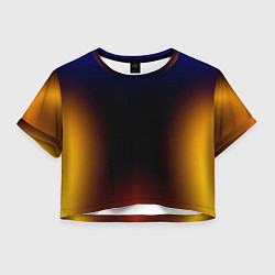 Футболка 3D укороченная женская Color black red blue, цвет: 3D-принт