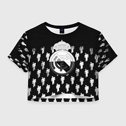 Футболка 3D укороченная женская Реал Мадрид люди краски, цвет: 3D-принт