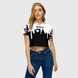 Футболка 3D укороченная женская Ювентус жидкие краски, цвет: 3D-принт — фото 2