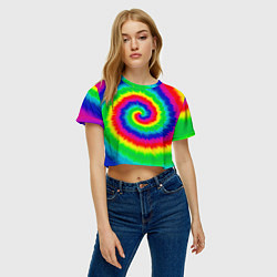 Футболка 3D укороченная женская Tie dye, цвет: 3D-принт — фото 2