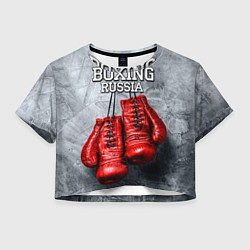 Футболка 3D укороченная женская Boxing Russia, цвет: 3D-принт