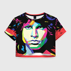 Футболка 3D укороченная женская Jim morrison, цвет: 3D-принт