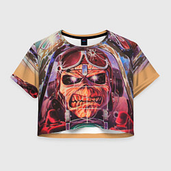 Футболка 3D укороченная женская Iron Maiden: Dead Rider, цвет: 3D-принт
