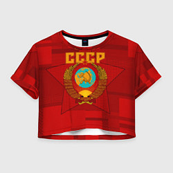 Футболка 3D укороченная женская СССР, цвет: 3D-принт