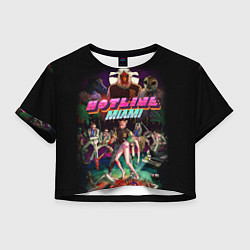 Футболка 3D укороченная женская Hotline Miami, цвет: 3D-принт